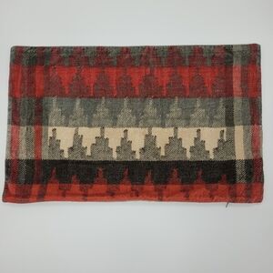 Pottery Barn Pillow Cover Quay Cotton Velvet Red Gray Tan 16x26 Cabincore NWOT